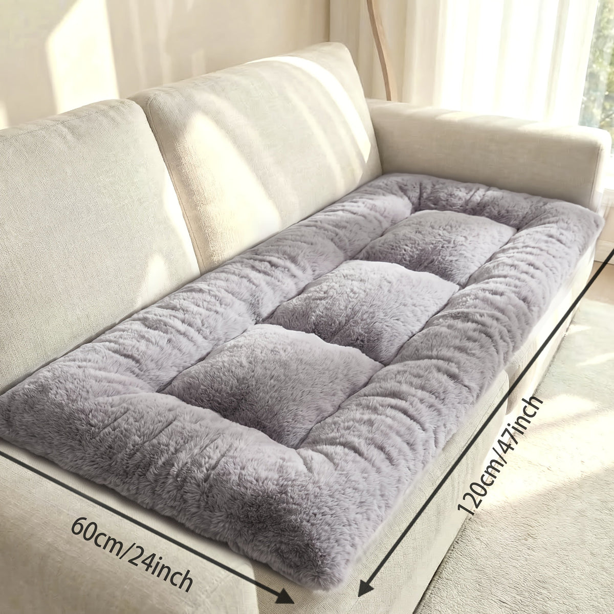 Plush Foldable Floor Mattress in Grey with Small, Twin, Queen and King Size Options for Indoor Use