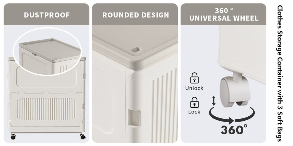Foldable Home Storage Container with Rolling Wheels and Large-Capacity Storage detail image - detail view 11