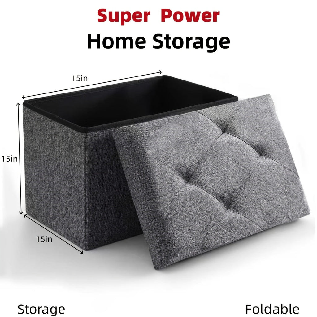 Foldable Ottoman with Waterproof Protection and Hidden Storage for Living Room
