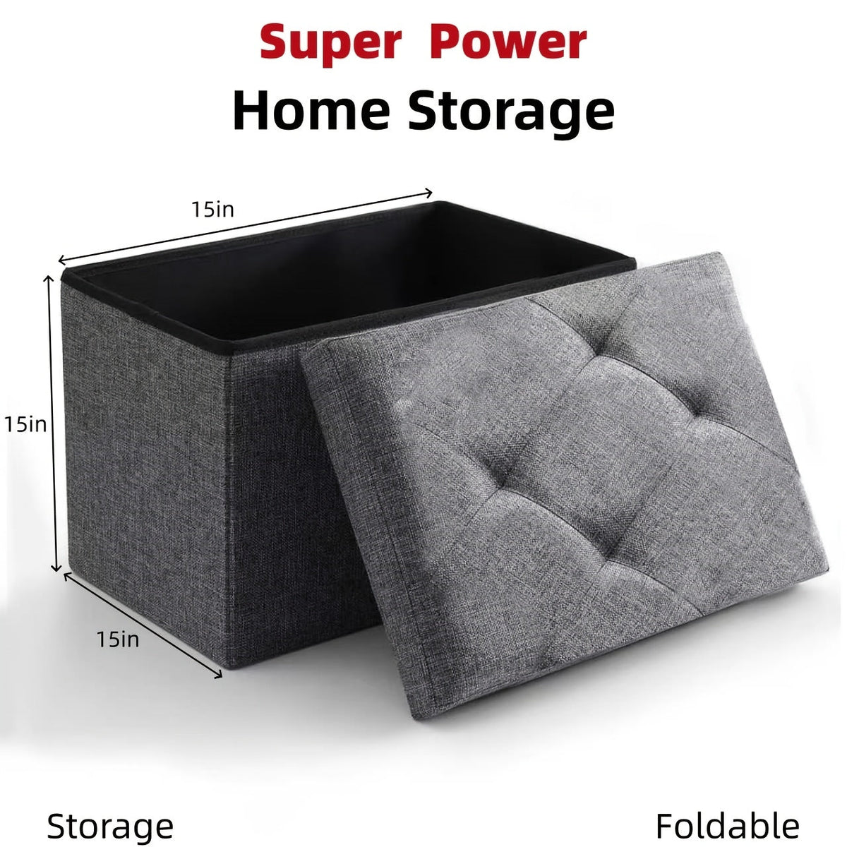 Foldable Ottoman with Waterproof Protection and Hidden Storage for Living Room