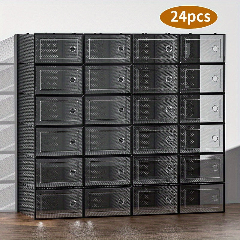 Shoe Storage Organizer shown in the Black, 24pcs option
