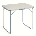 Folding Table by Furn Mivo, White Square Portable Design with Aluminum Edge, Folding Legs and Carry Handle