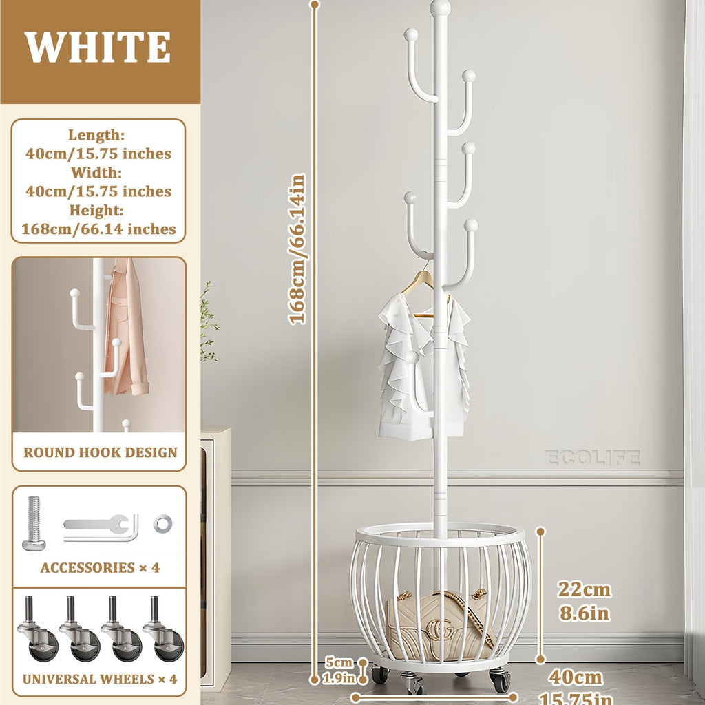 Coat Rack shown in the White option