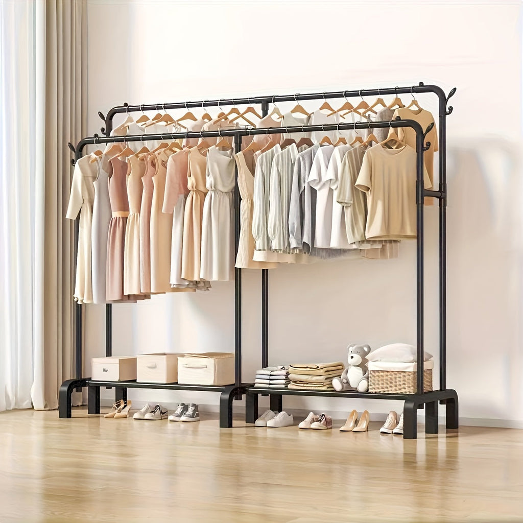 Freestanding Heavy-Duty Garment Rack with Large-Capacity Storage for Bedroom