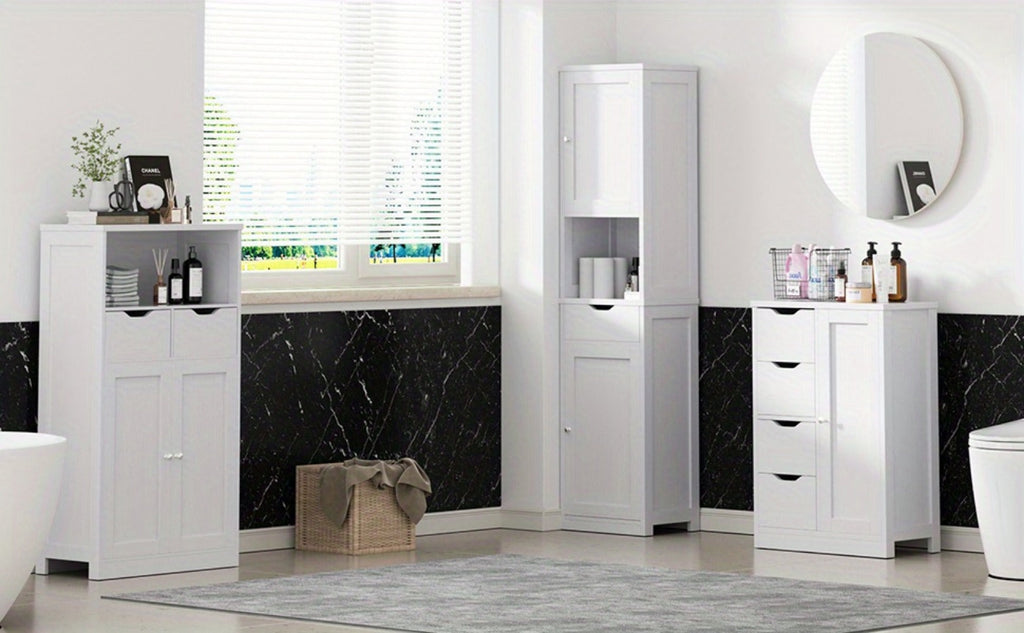 Freestanding Wood Bathroom Floor Cabinet with Side Table for Organized Everyday Storage detail image - detail view 14