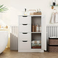 Freestanding Wood Bathroom Floor Cabinet with Side Table for Organized Everyday Storage