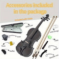 Full Size 4/4 Violin Kit, Black Beginner Violin with Hard Case and Bows