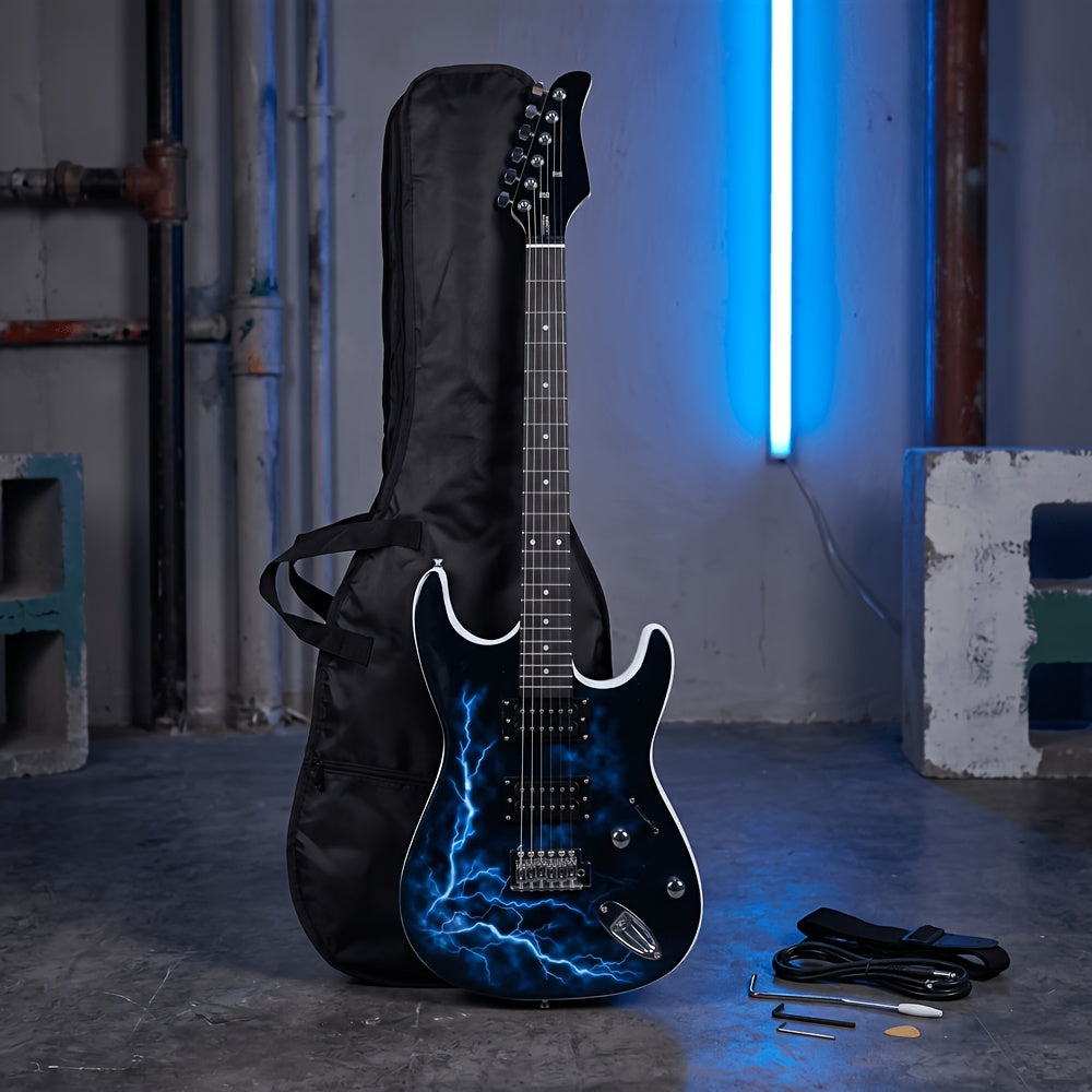 Full Size Blue Electric Guitar Kit with Amp Cable shown in the Blue option