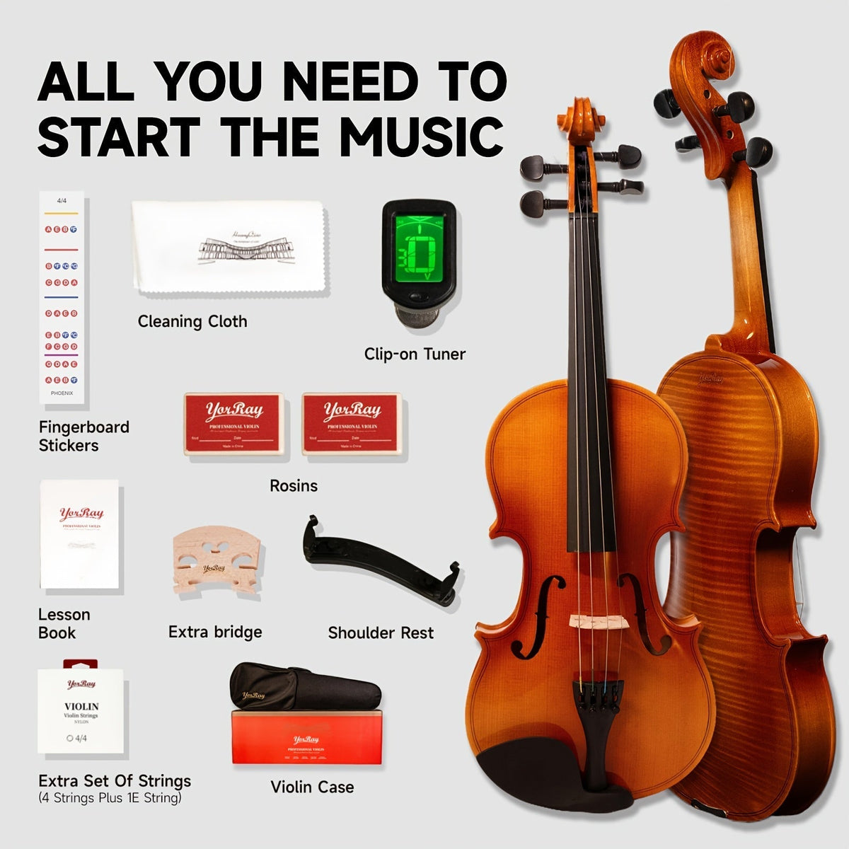 Full Size Violin, Full Size, Kit, Adults, Beginners for Lessons and Practice
