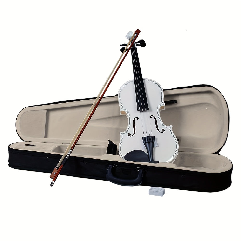 Full Size Violin, white violin, Full Size, Basswood, Beginners, Case for Lessons