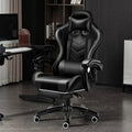 Gaming Chair with Pocket-Spring Memory-Foam Seat, Linkage Armrests, Footrest and Low-Noise Wheels