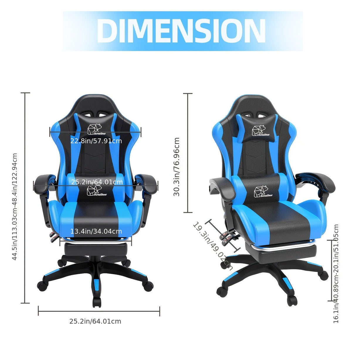 Gaming Chair High Back with Optional Footrest, Built-In Lumbar Cushion, Fixed Armrests and Foam Padding