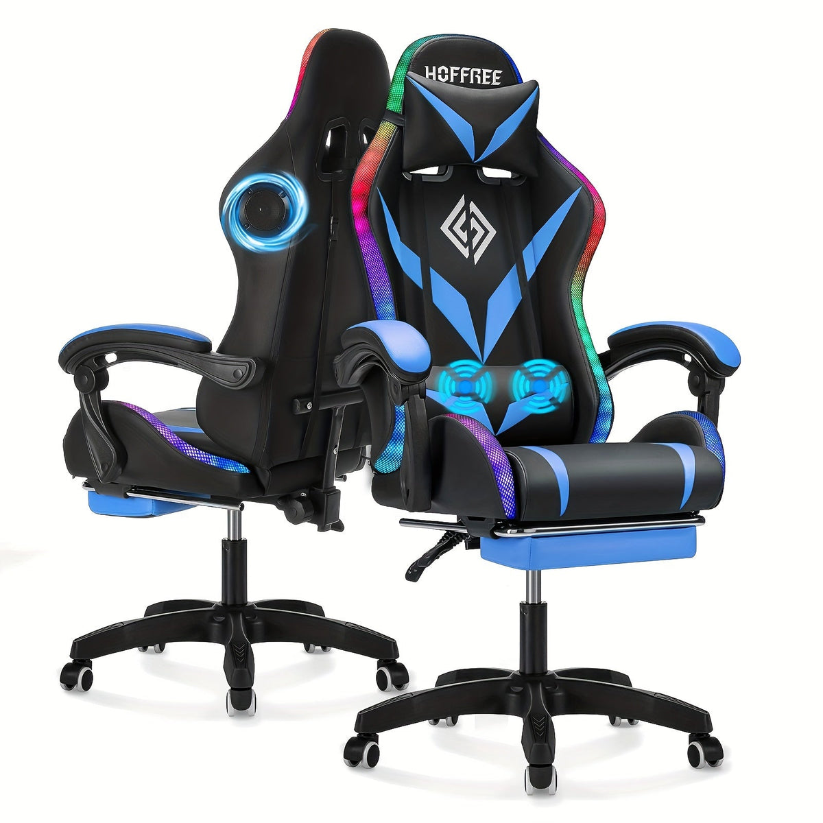 Gaming Chair High Back with 90-135° Recline, PVC Leather, Steel Frame, 350lb Rating and Adjustable Height