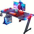 Gaming Desk with LED Lighting for Work, Display, and Everyday Use in Home Office