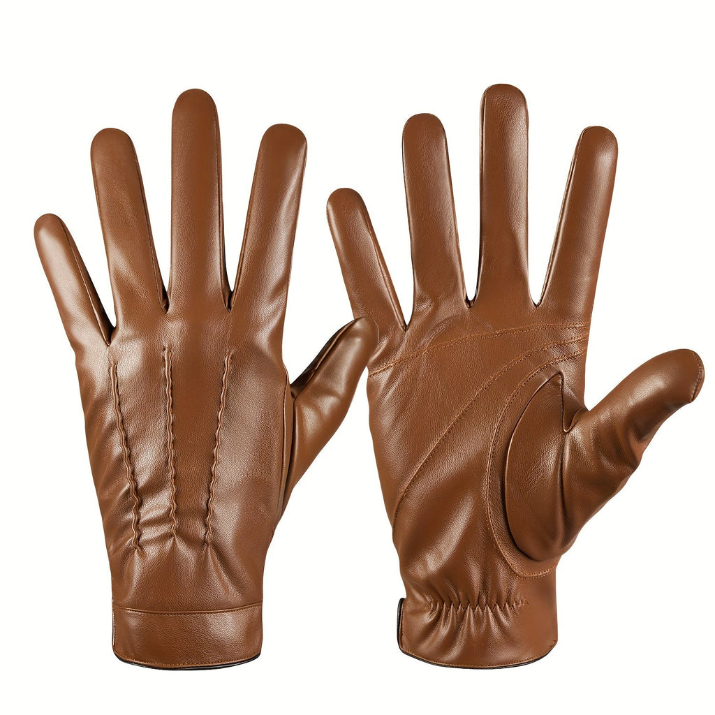 Full-Finger Faux-Leather Gloves in Black, Brown, Coffee and Grey with S, M, XL and XXL Options