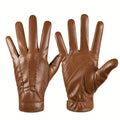 Full-Finger Faux-Leather Gloves in Black, Brown, Coffee and Grey with S, M, XL and XXL Options
