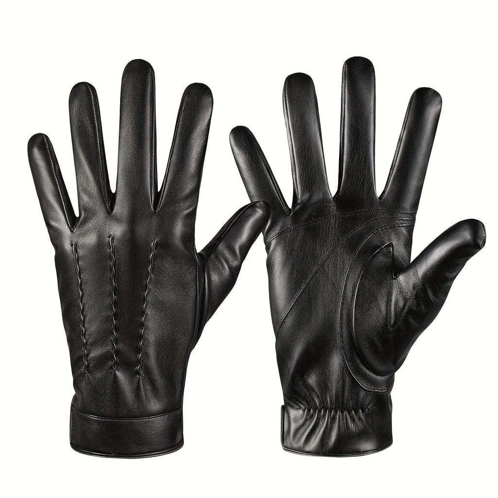 Gloves - Faux Leather Motorcycle Full Finger Warm Riding for Men Women Outdoor - product detail view 12