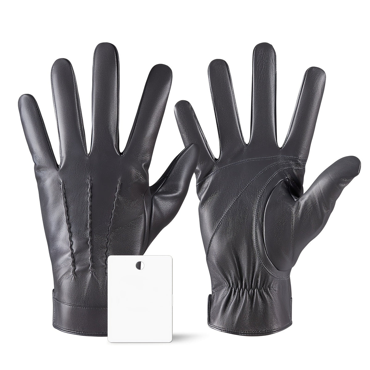 Gloves - Faux Leather Motorcycle Full Finger Warm Riding for Men Women Outdoor - product detail view 13