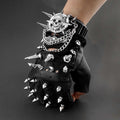 Black Spiked Gothic Fingerless Gloves and Chain Bracelet with Combined and Separate Component Options