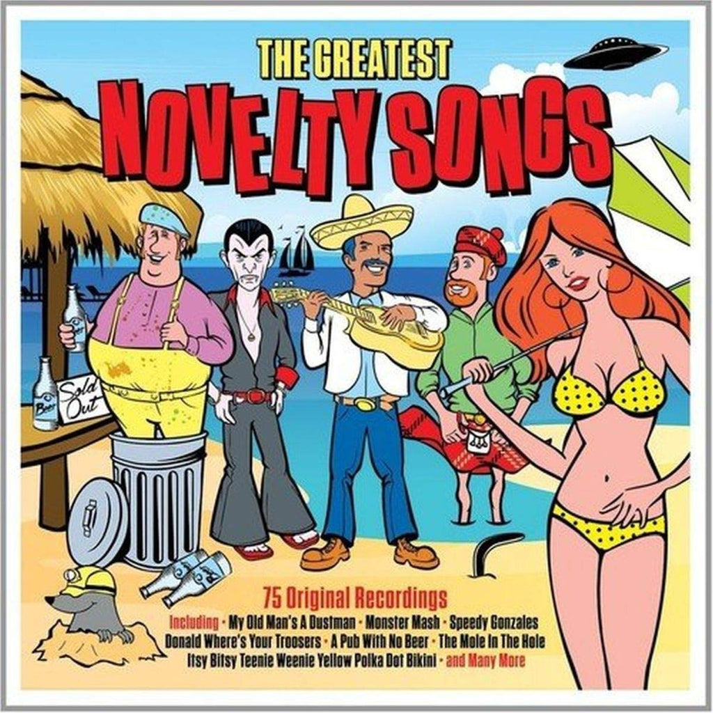 The Greatest Novelty Songs Music CD Collection, Physical Three-Disc Set with 75 Recordings and Illustrated Cover