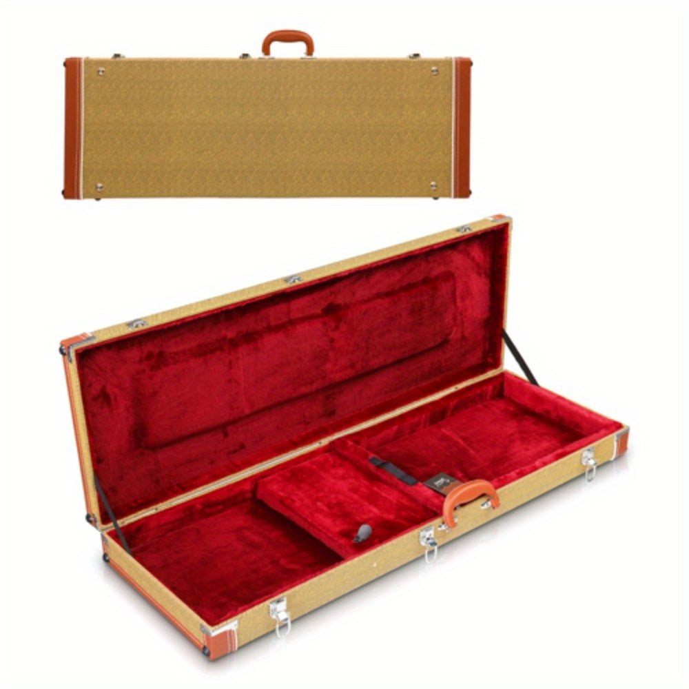 Yellow Rectangular Hardshell Electric Guitar Case with Red Lining for 39-Inch TL, ST and 170-Style Profiles