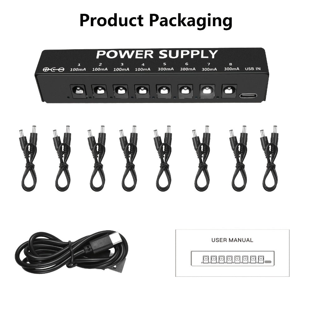 Guitar Pedal Power Supply, Portable, USB-C, USB, Effects for Powering Guitar Effects detail image - detail view 3
