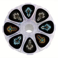 50-Piece Guitar Pick Set with Mixed Cross Artwork, Three Thickness Labels and Round Eight-Section Case
