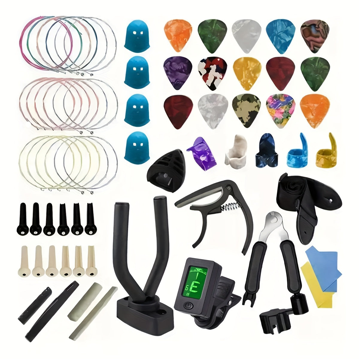 Guitar Replacement Part 66-Piece Acoustic Accessory Set with Tuner, Capo, Strap and Picks for Guitar Service