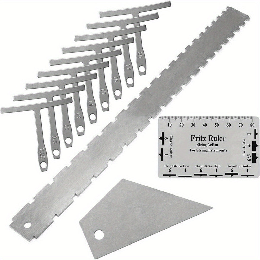 Guitar Setup Tool Kit, 12-Piece Luthier Gauge Set for Guitar and Bass