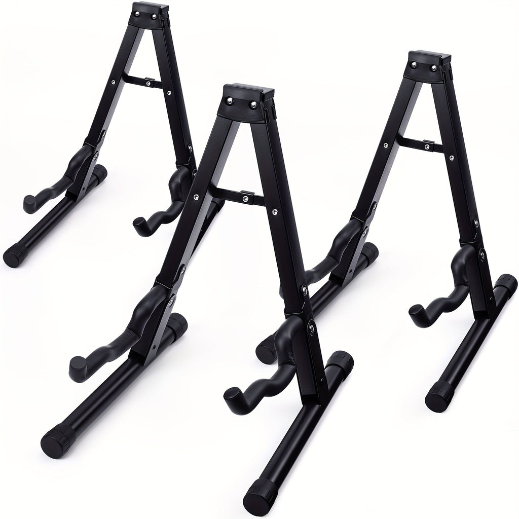 Guitar Stand 3-Pack Foldable Metal A-Frame Floor Racks for Acoustic, Electric, Bass and Mandolin