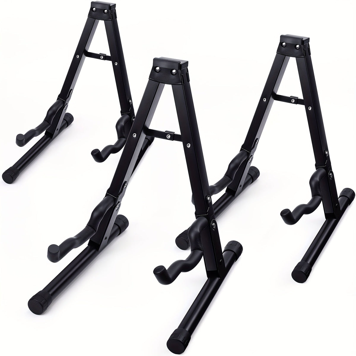 Guitar Stand 3-Pack Foldable Metal A-Frame Floor Racks for Acoustic, Electric, Bass and Mandolin