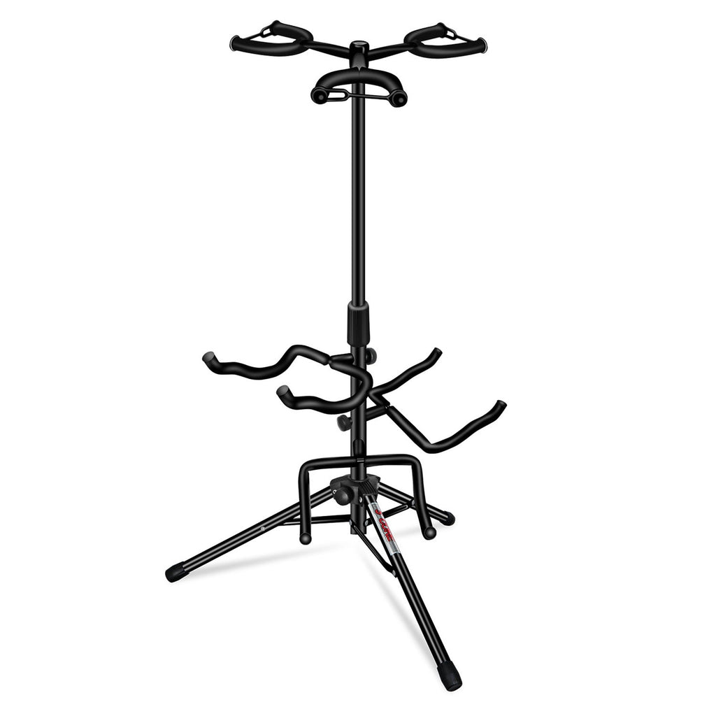 Guitar Stand 5 CORE Triple-Instrument Adjustable Floor Rack with Neck Cradles, Body Supports and Folding Tripod Base