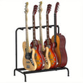 Guitar Stand Five-Instrument Floor Rack with Steel Frame, Padded Rails and Compact Display Layout