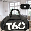 Gym Duffel Bag 2-Piece Nylon Set with Matching Crossbody Pouch in Black-White or Blue for Travel