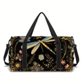 Gym Duffel Bag Polyester Dragonfly Print with Adjustable Strap and Zippered Organizer Pockets