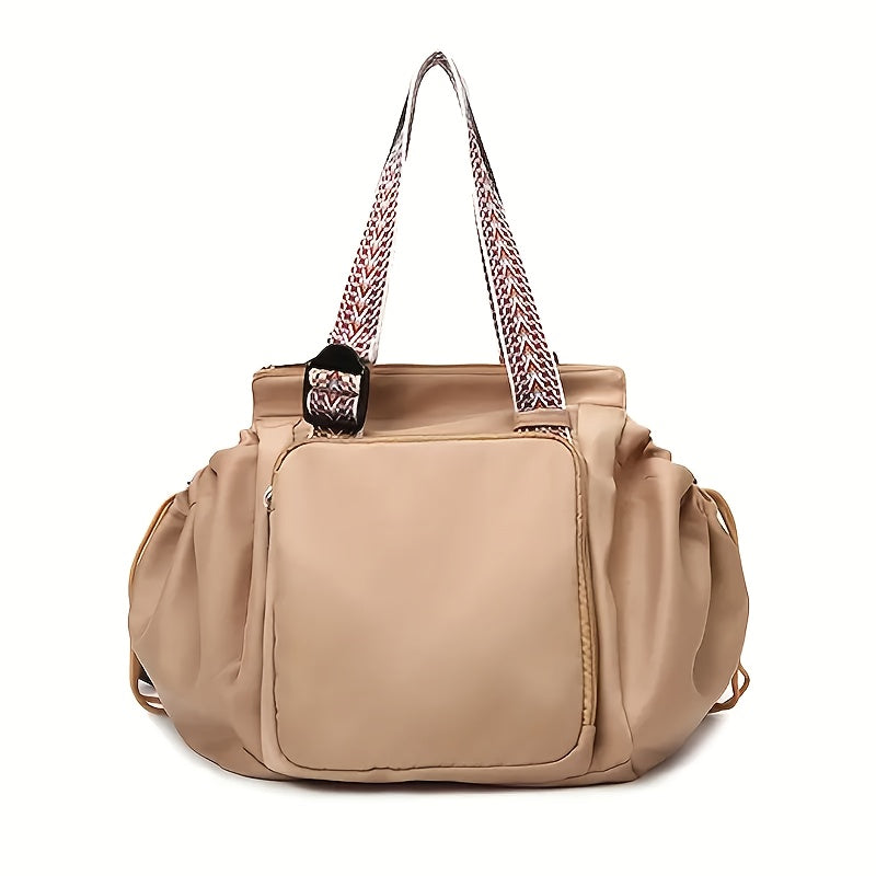Gym Duffel Bag Expandable 15-Pocket Organizer with Shoulder Carry in Khaki or Brown for Gym and Travel