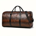 Gym Duffel Bag Faux Crocodile Texture Weekender with Removable Strap in Three Classic Colors
