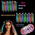 Hair Accessories 36-Piece LED Light-Up Set with Flower Headbands, Braids and Butterfly Strands