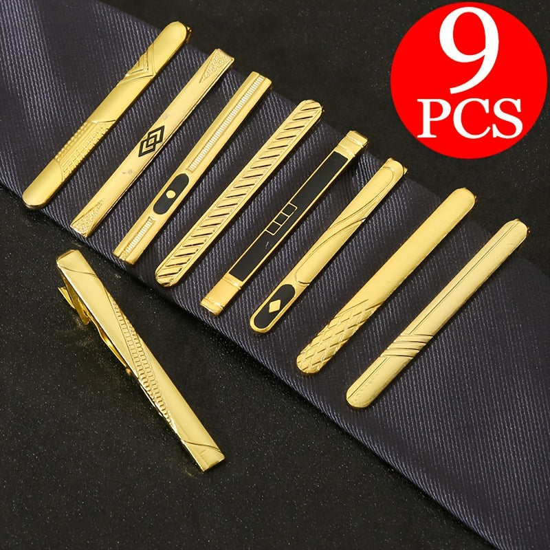 Hair Clips for Women – Tie Clips Set 9pcs Men's Business Suit Accessories – Luxury Fashion Tie Bar Gift Set