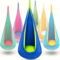 Nylon Hammock Chair with Inflatable Pillow, Storage Bag, Straps and Screws in Blue or Green