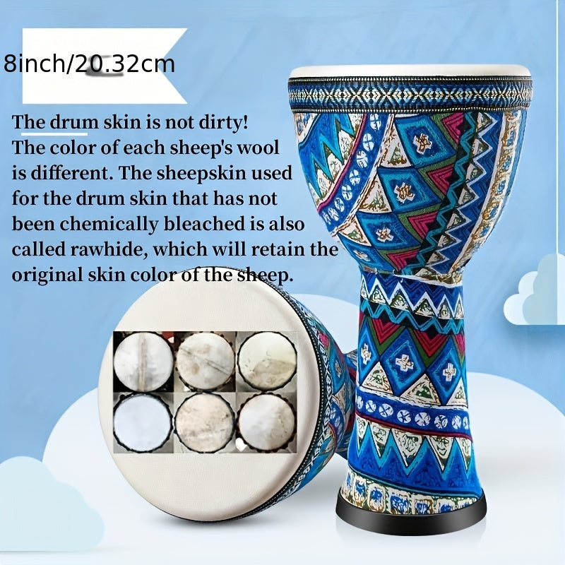 Hand Drum, Portable, Handmade, Campfire, 8-inch for Rhythm Practice