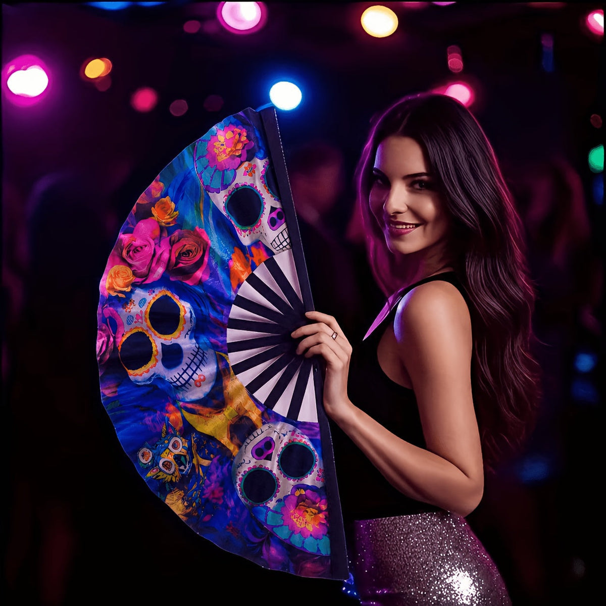 Hand Fan - Glow 13-Inch Blue Neon Glow - Water-Resistant, Extremely Bright, Perfect - product detail view 26