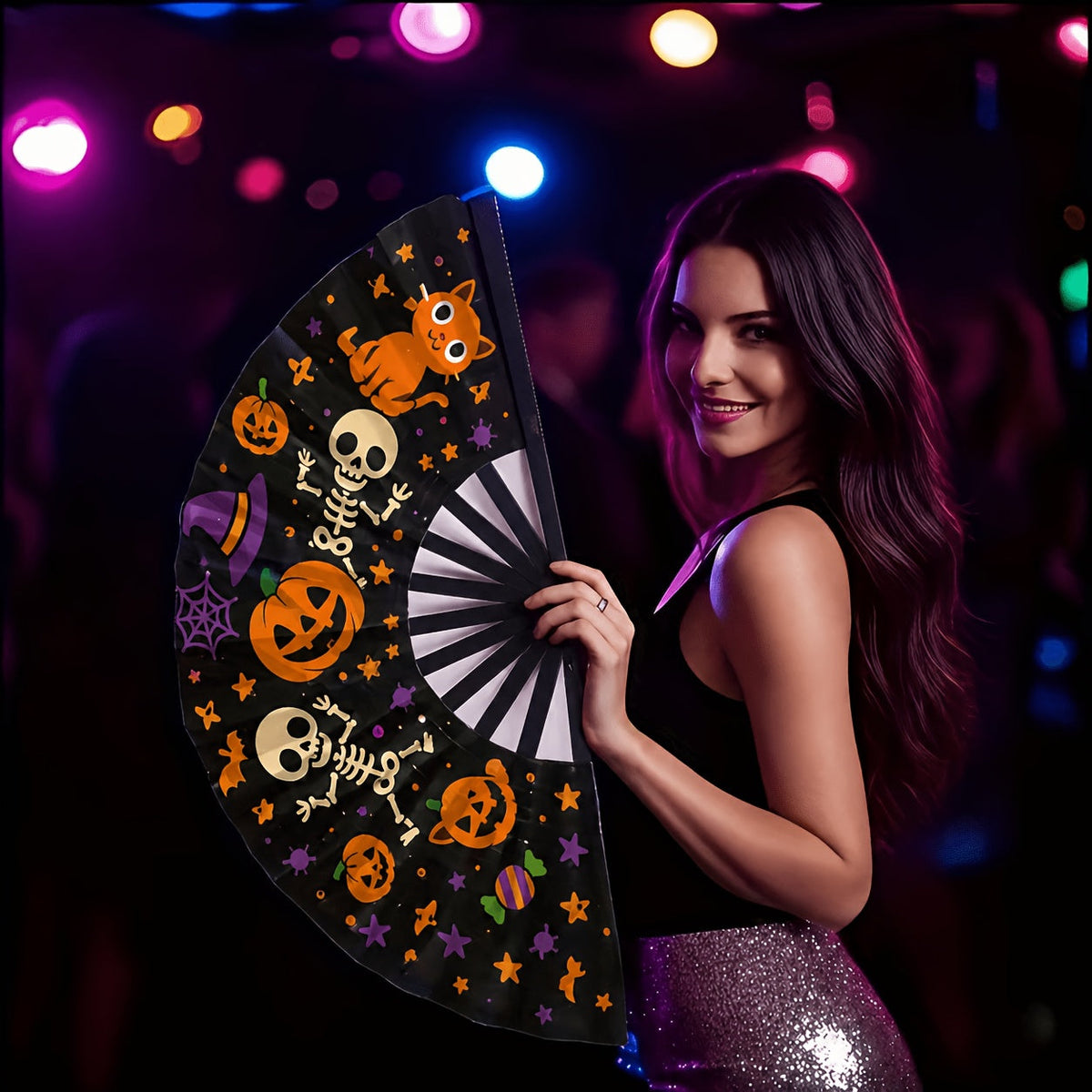 Hand Fan - Glow 13-Inch Blue Neon Glow - Water-Resistant, Extremely Bright, Perfect - product detail view 27