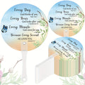 Round Christian Message Hand Fans with White Plastic Handles in a 50-Piece Assorted Design Pack