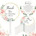 Floral Thank-You Wedding Hand Fans with White Handles in a 100-Piece Guest Favor Pack for Ceremonies