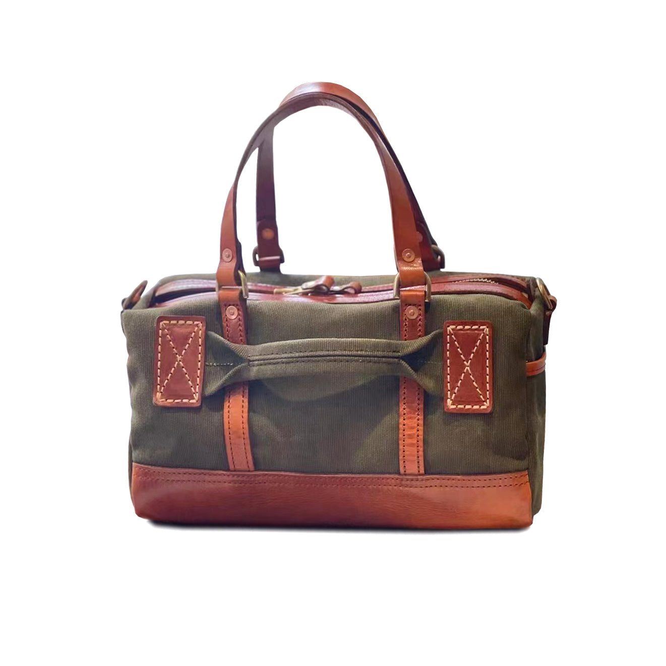 Handmade Canvas Leather Crossbody Bag Women 12.6in Vintage Satchel Purse