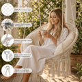 Hanging Chair with Macrame Weave and Mounting Kit for Living Room