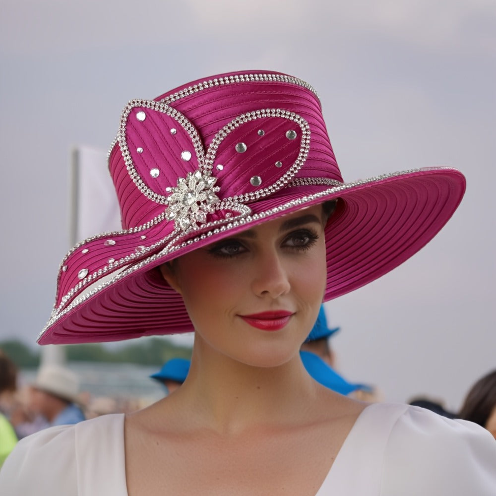 Hats - Handmade Ladies Church Hat - Elegant Decorated Women Fascinator Hat for - product detail view 7