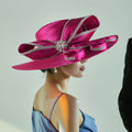 Wide-Brim Church Fascinator Hat with Rhinestone Details in Four Colors for Weddings, Easter and Worship