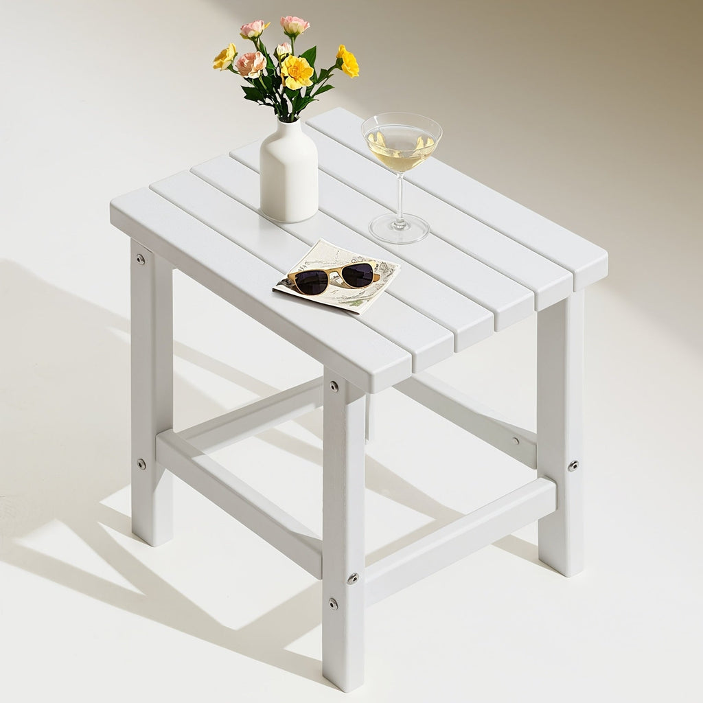 Outdoor Side Table shown in the White option